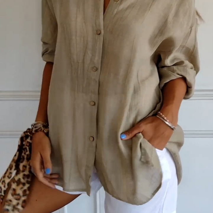 Gauze-Look Oversized Button-Down Shirt