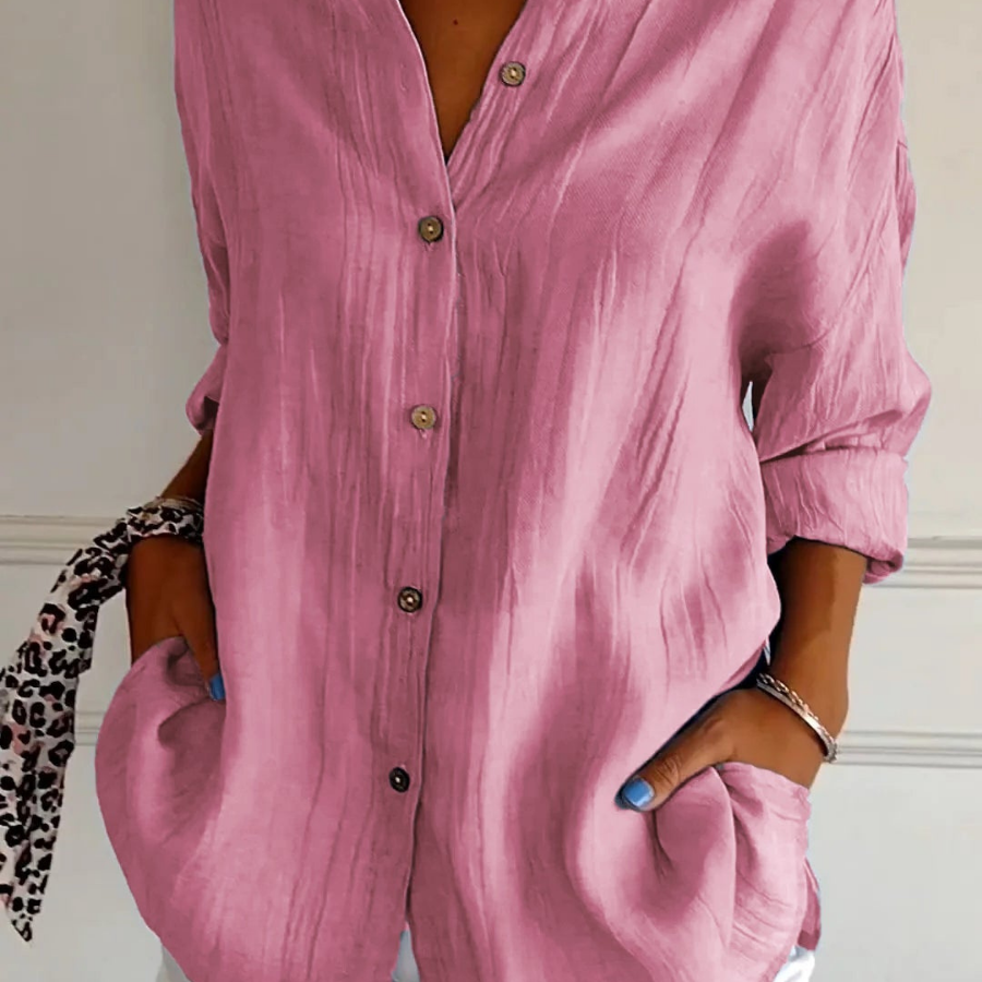 Gauze-Look Oversized Button-Down Shirt