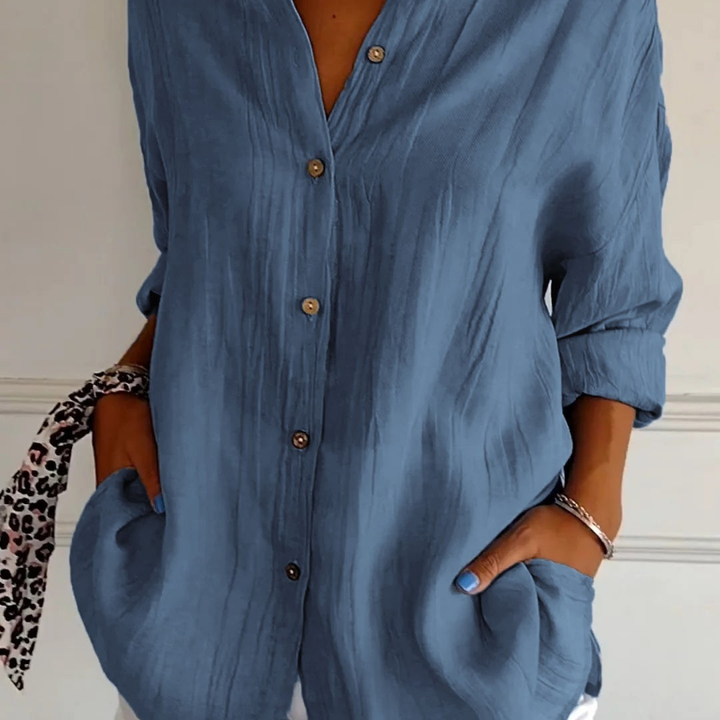 Gauze-Look Oversized Button-Down Shirt