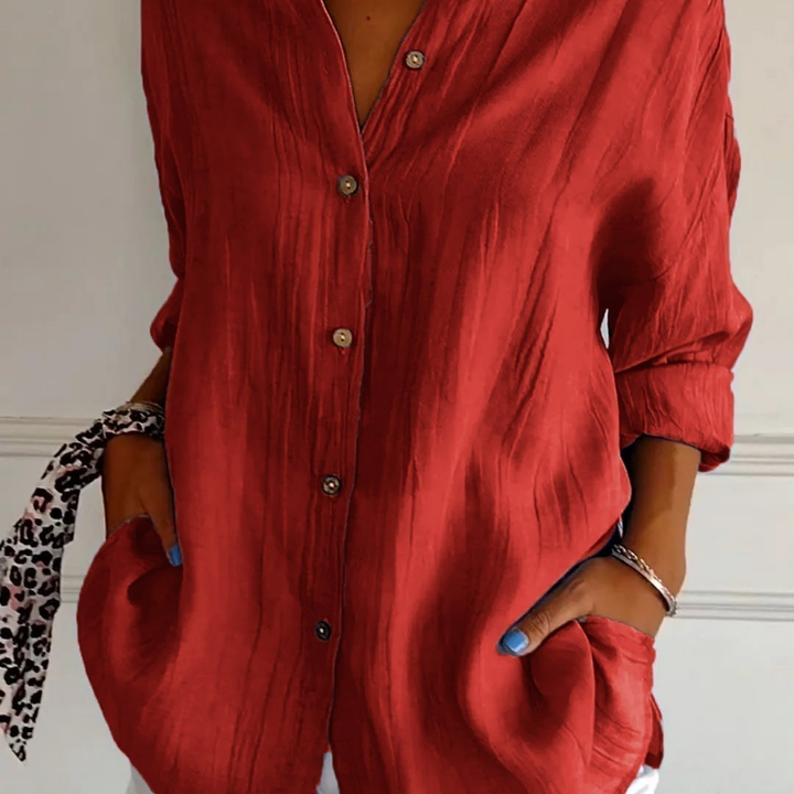 Gauze-Look Oversized Button-Down Shirt