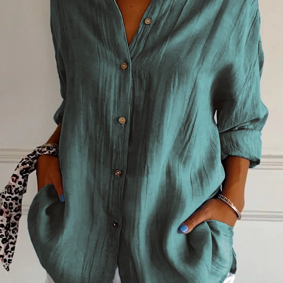 Gauze-Look Oversized Button-Down Shirt