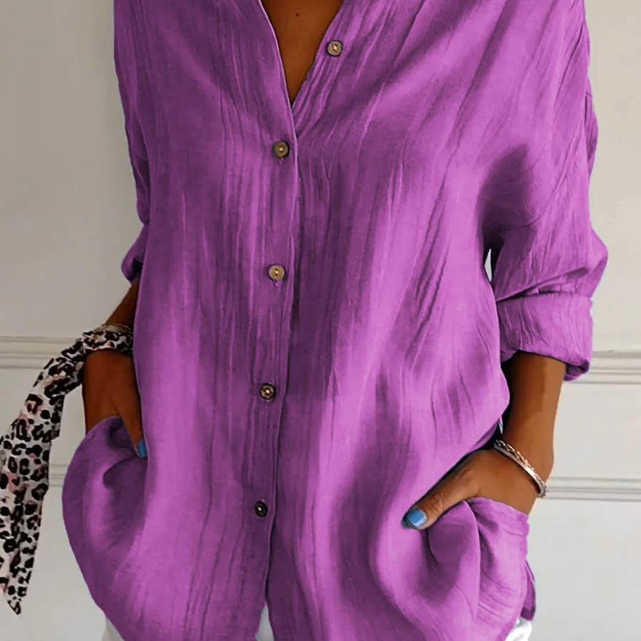 Gauze-Look Oversized Button-Down Shirt
