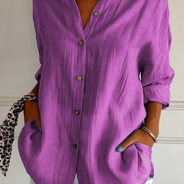 Gauze-Look Oversized Button-Down Shirt