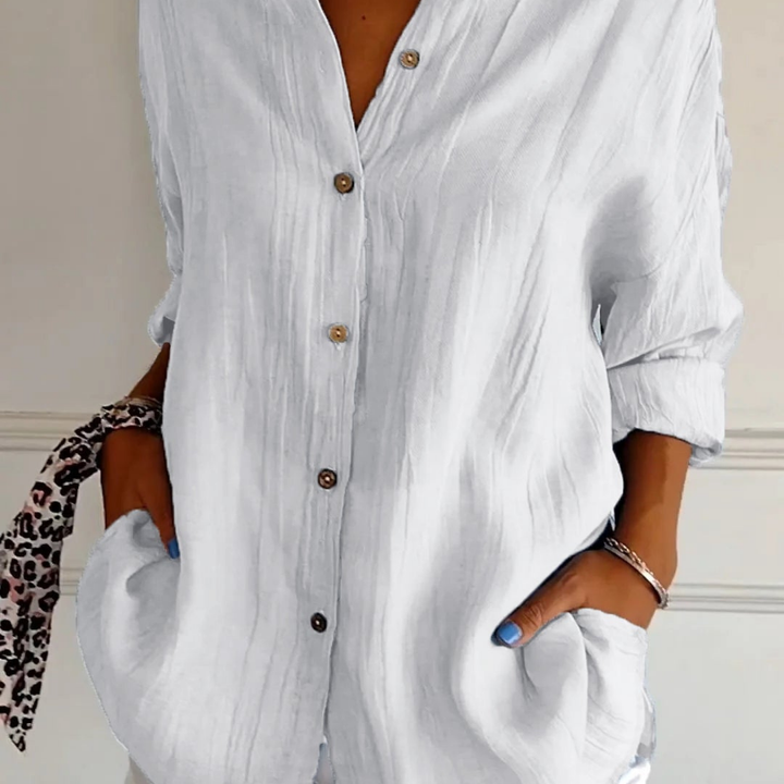 Gauze-Look Oversized Button-Down Shirt