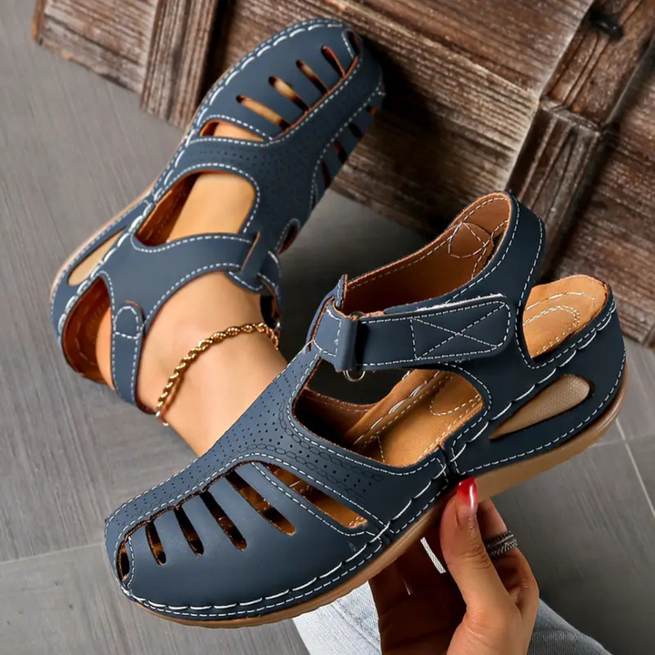 Closed-Toe Cut-Out Wedge Sandals