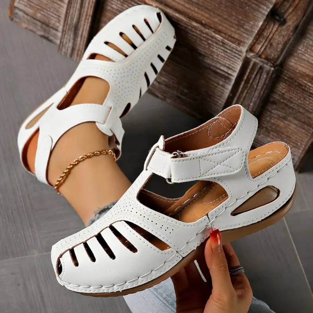 Closed-Toe Cut-Out Wedge Sandals