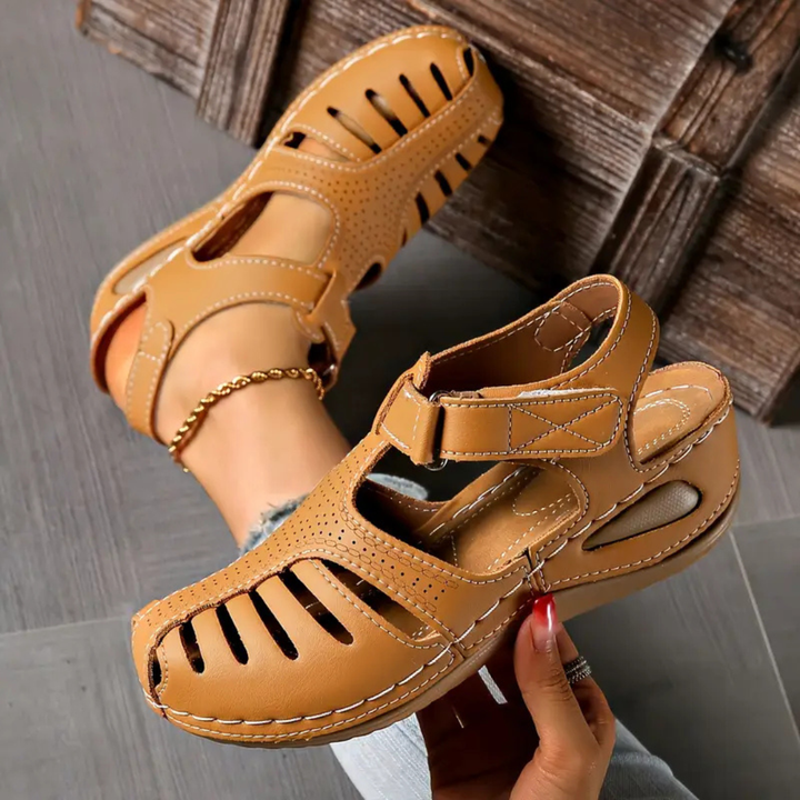 Closed-Toe Cut-Out Wedge Sandals