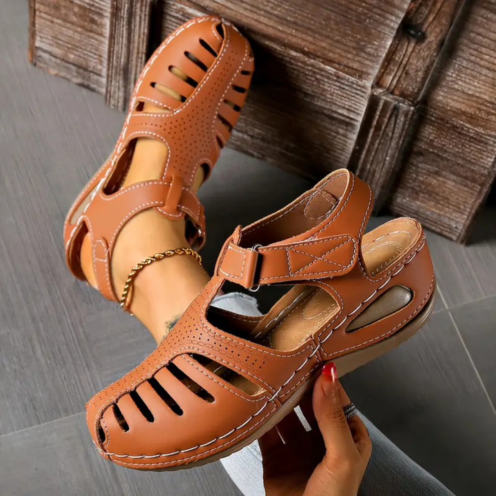 Closed-Toe Cut-Out Wedge Sandals