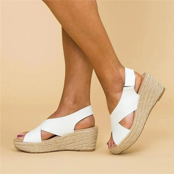 Espadrille Cross-Strap Wedge Sandals