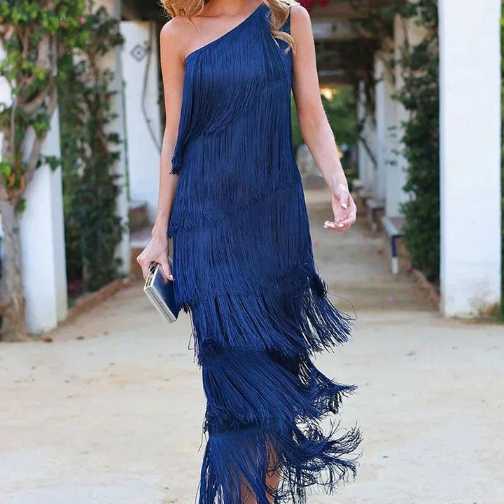 Suede-Look Fringe Hem Mini Dress