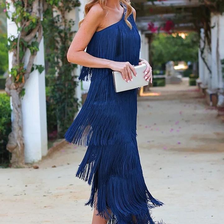 Suede-Look Fringe Hem Mini Dress