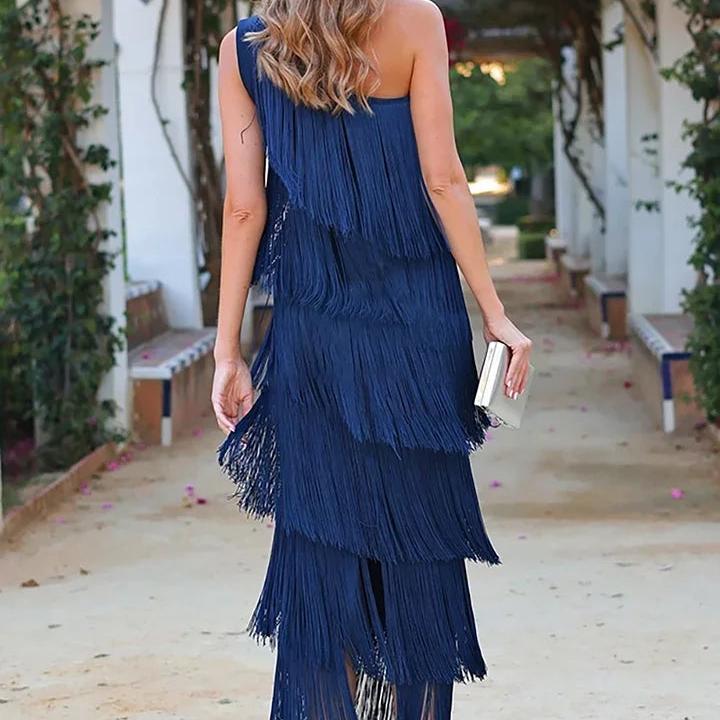 Suede-Look Fringe Hem Mini Dress