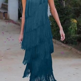 Suede-Look Fringe Hem Mini Dress