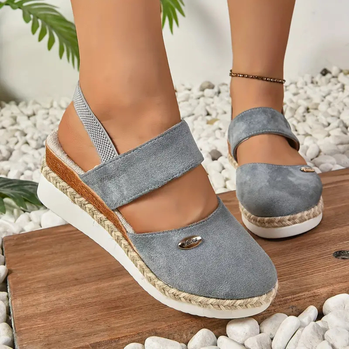 Closed-Toe Espadrille Platform Wedge Sandals