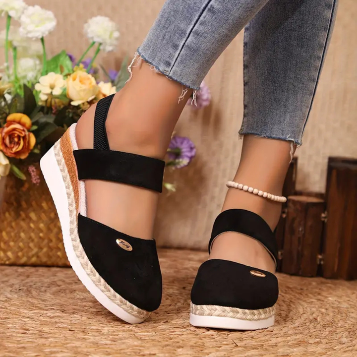 Closed-Toe Espadrille Platform Wedge Sandals