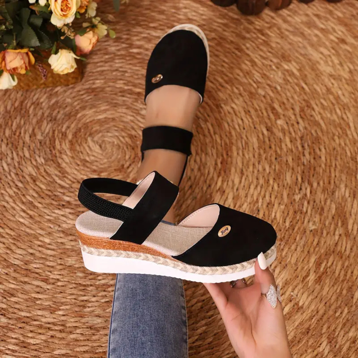 Closed-Toe Espadrille Platform Wedge Sandals