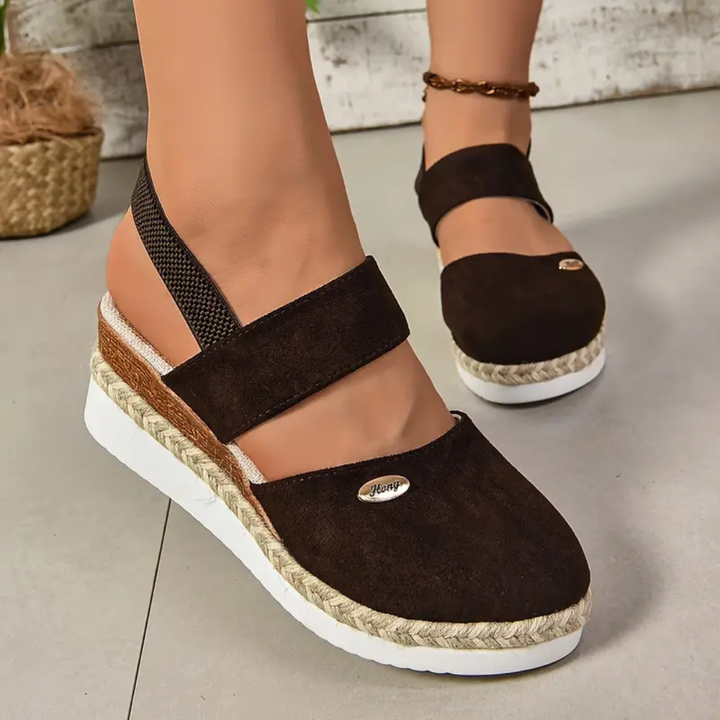 Closed-Toe Espadrille Platform Wedge Sandals