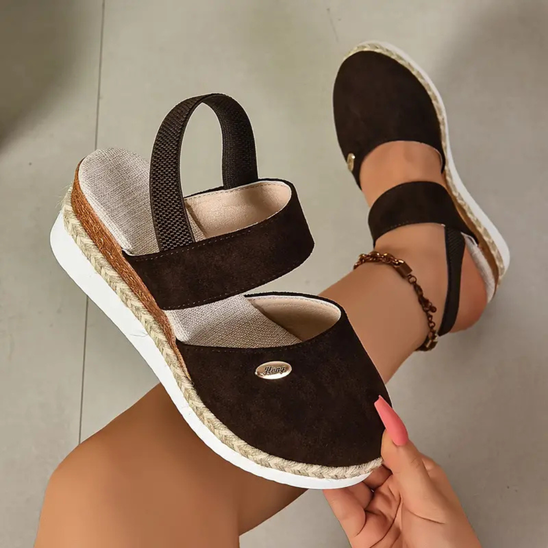 Closed-Toe Espadrille Platform Wedge Sandals