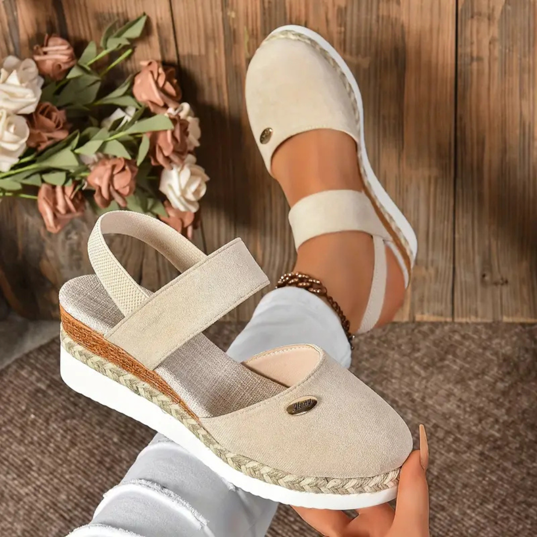 Closed-Toe Espadrille Platform Wedge Sandals