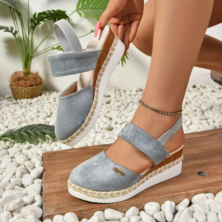 Closed-Toe Espadrille Platform Wedge Sandals