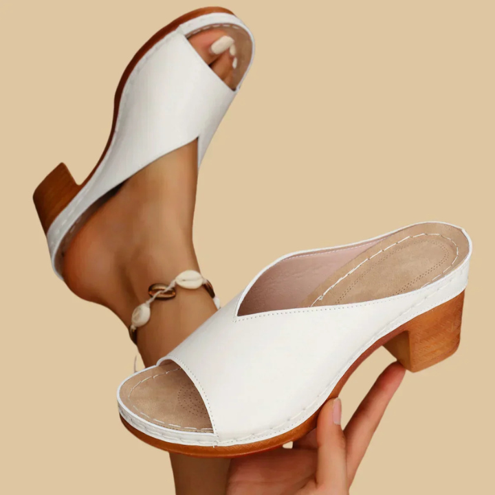 Metallic Block Heel Mules