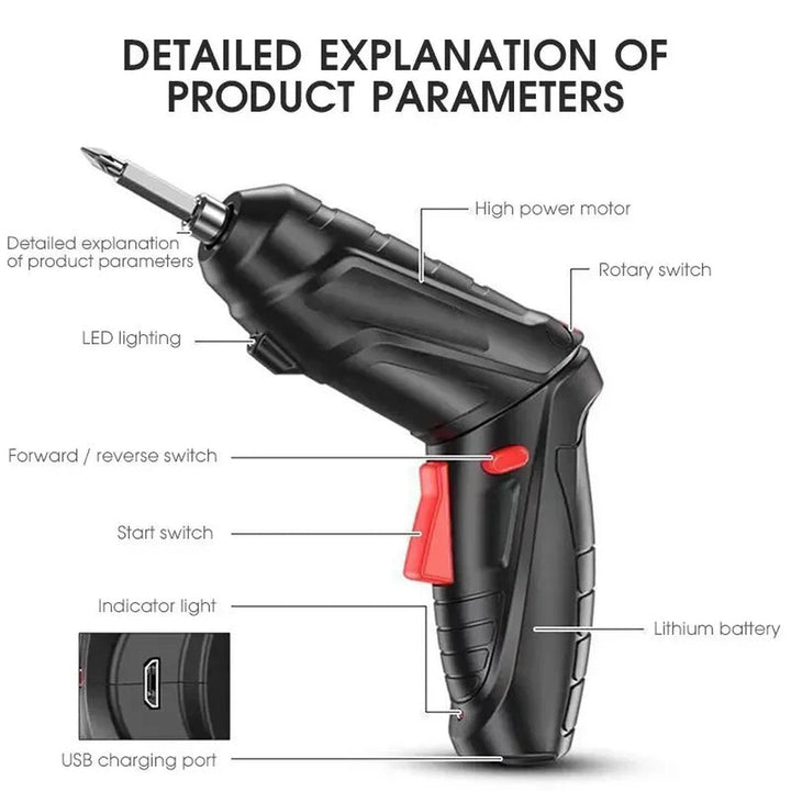 FIXDRIVE – 47-in-1 Cordless Battery Drill and Screwdriver Set for Precise DIY Work