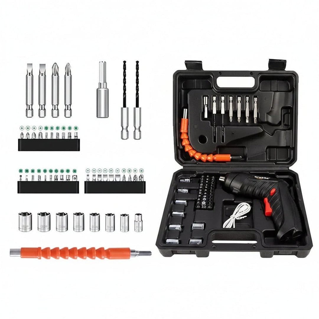 FIXDRIVE – 47-in-1 Cordless Battery Drill and Screwdriver Set for Precise DIY Work