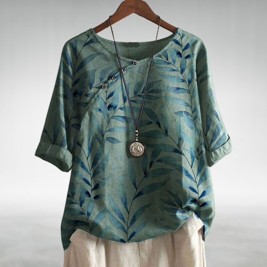 Botanical Print Batwing Sleeve Top