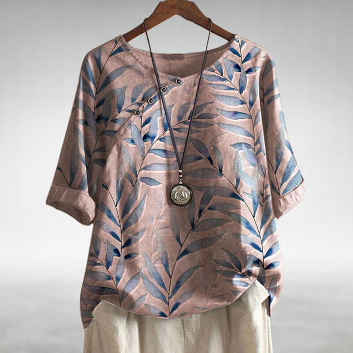Botanical Print Batwing Sleeve Top