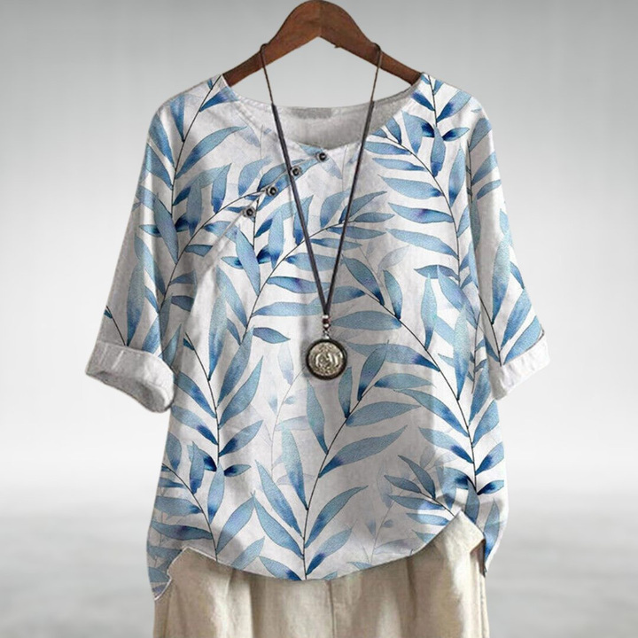 Botanical Print Batwing Sleeve Top