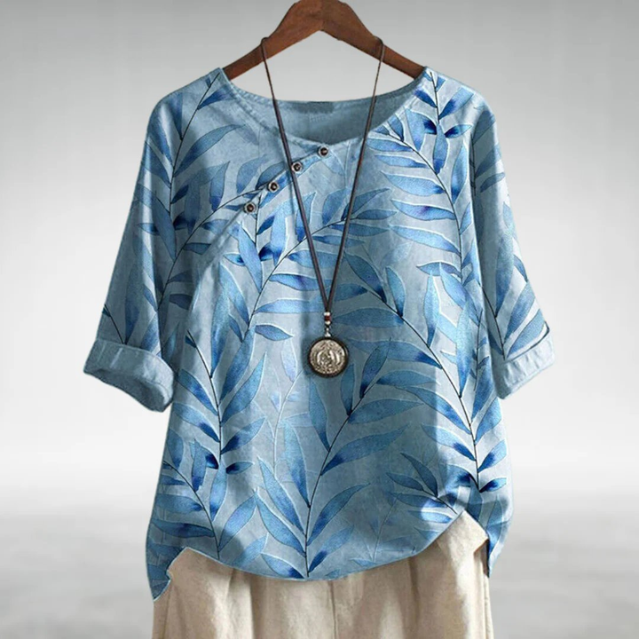 Botanical Print Batwing Sleeve Top