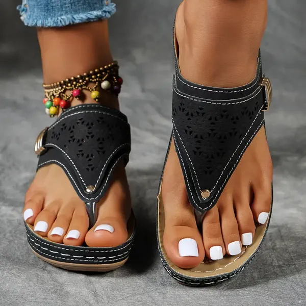 Toe Post Wedge Thong Sandals