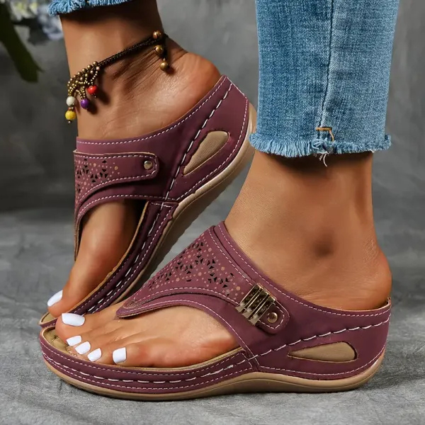 Toe Post Wedge Thong Sandals