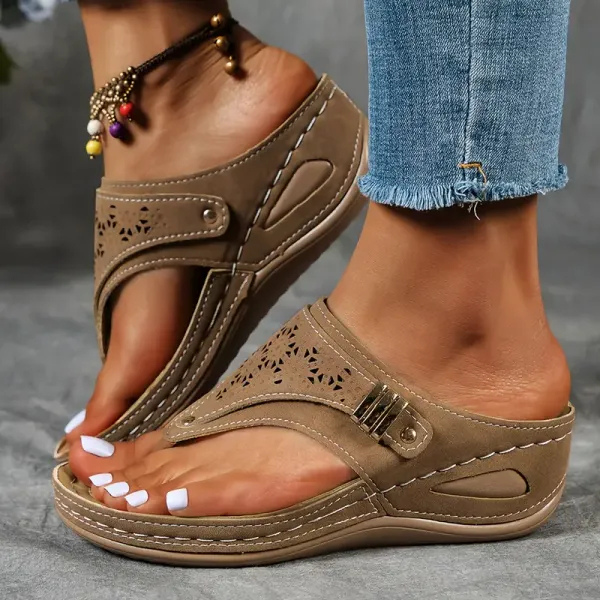 Toe Post Wedge Thong Sandals