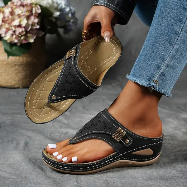 Toe Post Wedge Thong Sandals