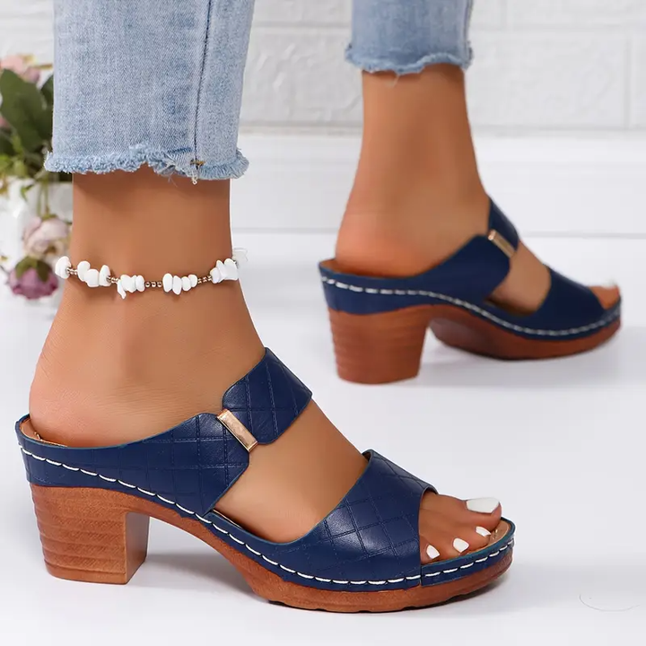 Open Toe Block Heel Buckle Sandals