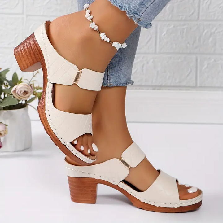 Open Toe Block Heel Buckle Sandals