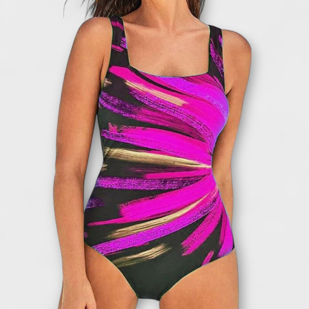 Abstract Print Square Neck Swimsuit