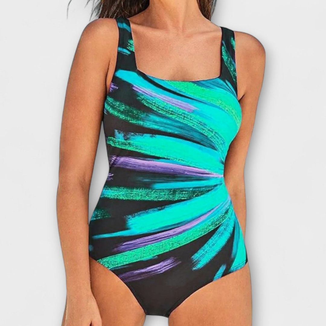 Abstract Print Square Neck Swimsuit