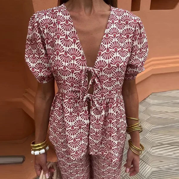 Bold Print Top And Skirt Set