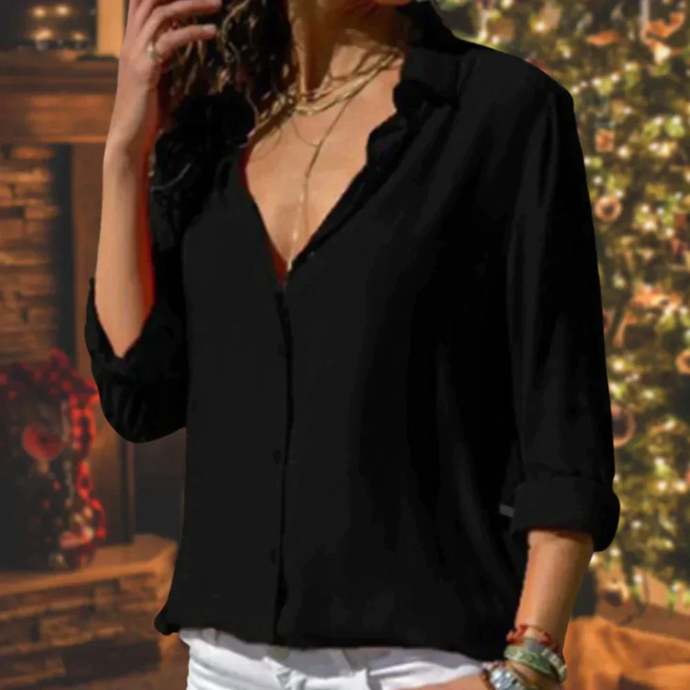 Silk-Touch Satin-Look Blouse
