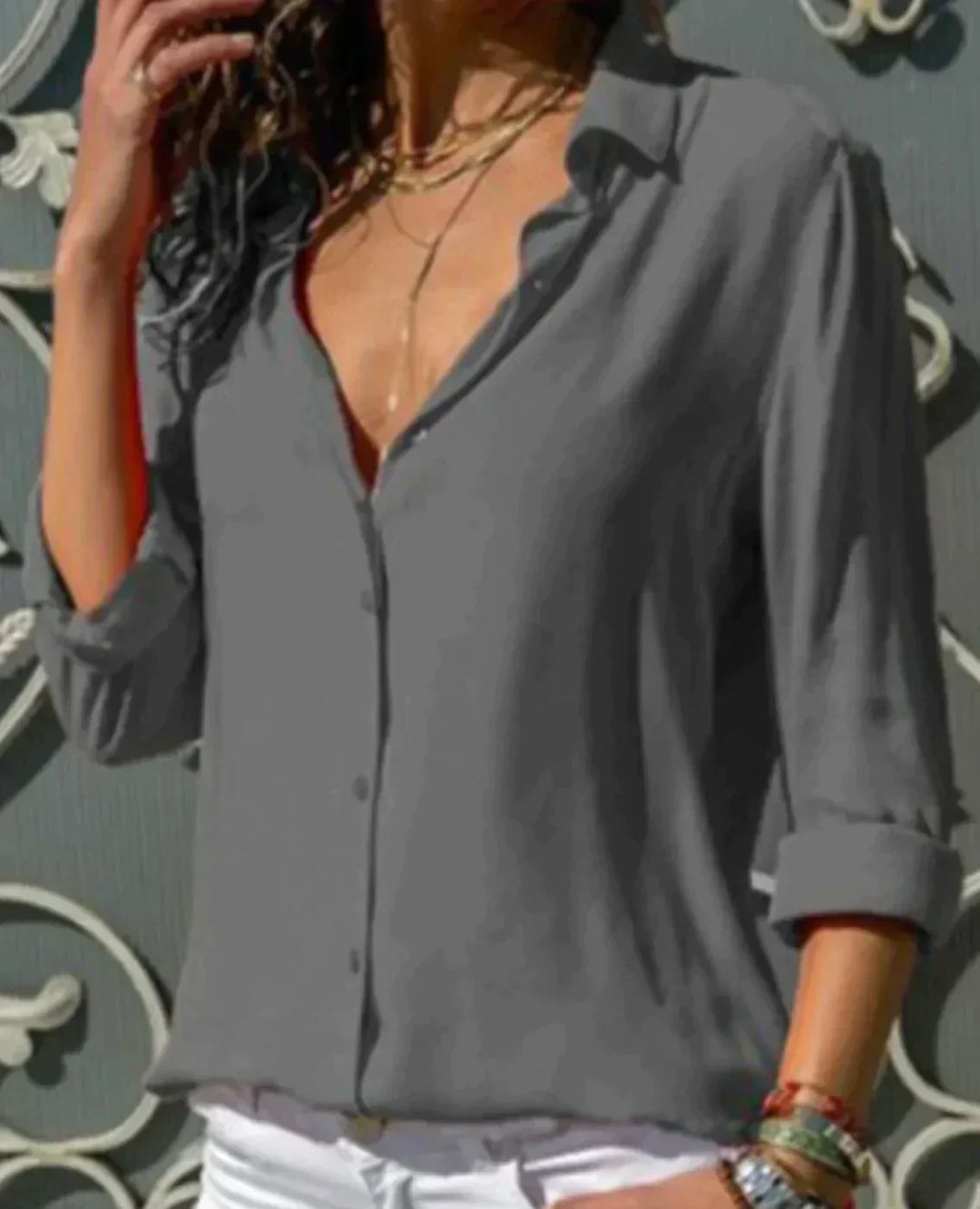 Silk-Touch Satin-Look Blouse