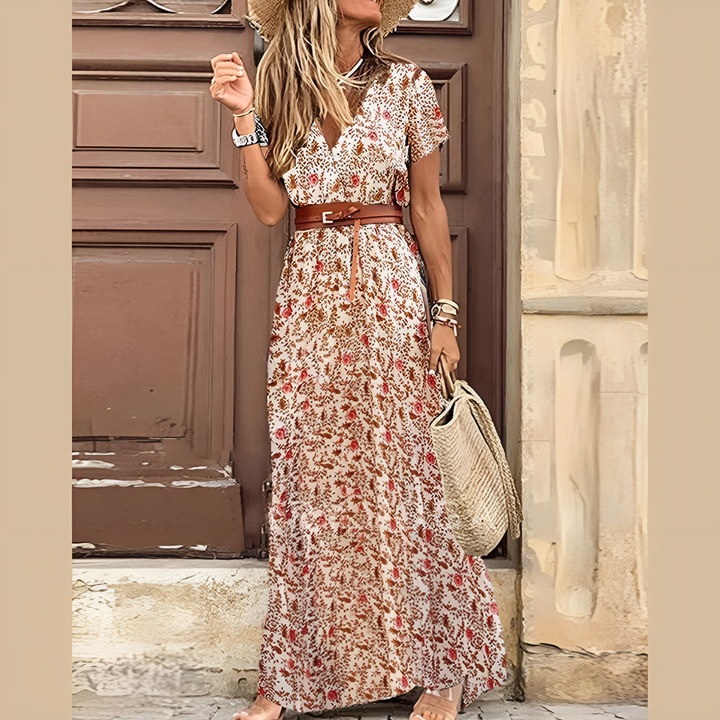 Boho Floral V-Neck Maxi Dress