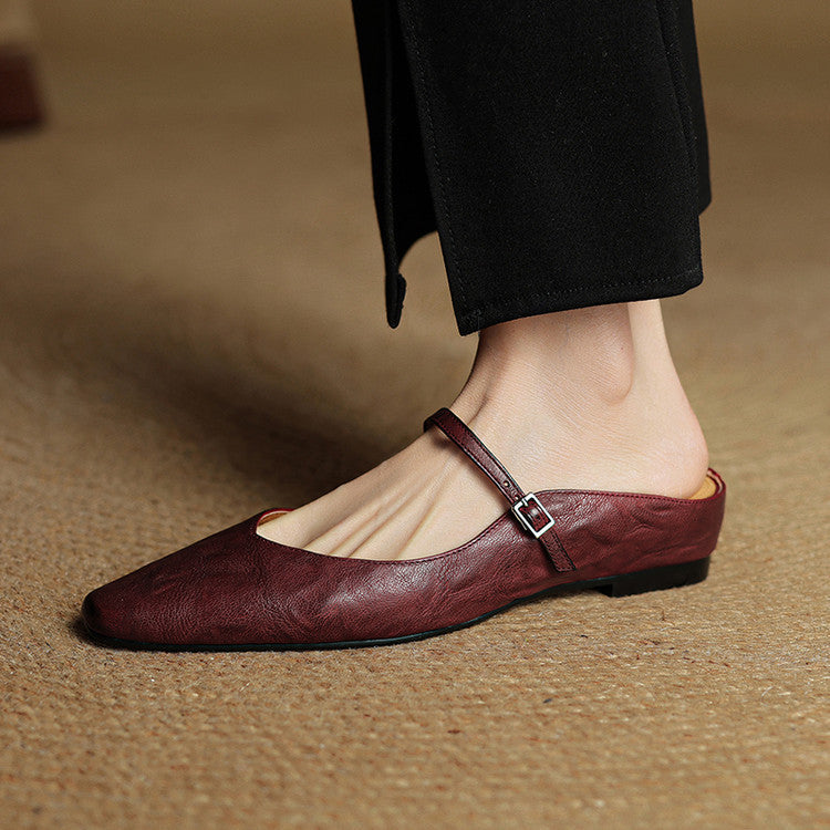 Leather-Look Slip-On Mules
