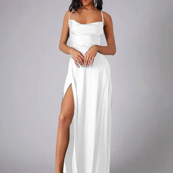 Spaghetti Strap Maxi Dress with High Slit