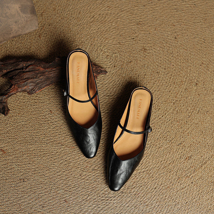 Leather-Look Slip-On Mules