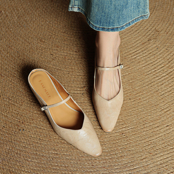 Leather-Look Slip-On Mules