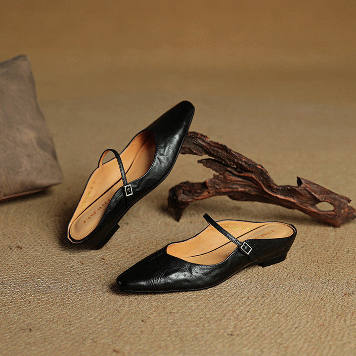 Leather-Look Slip-On Mules