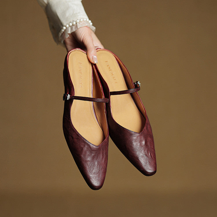 Leather-Look Slip-On Mules
