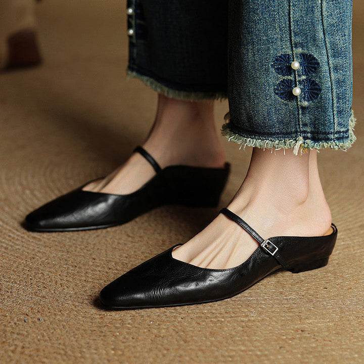 Leather-Look Slip-On Mules